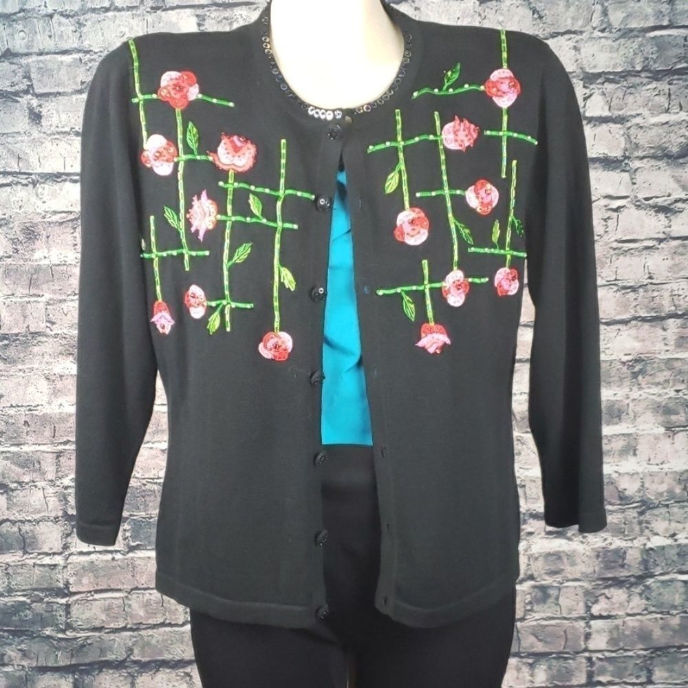 Jack B Quick 80s Sequin Cardigan Medium